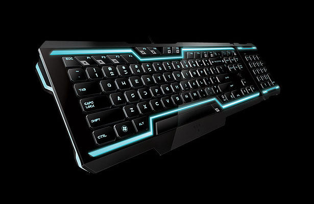 Blue neon gaming keyboard