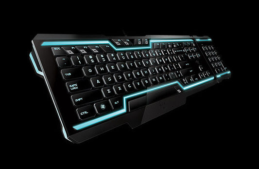 Blue neon gaming keyboard